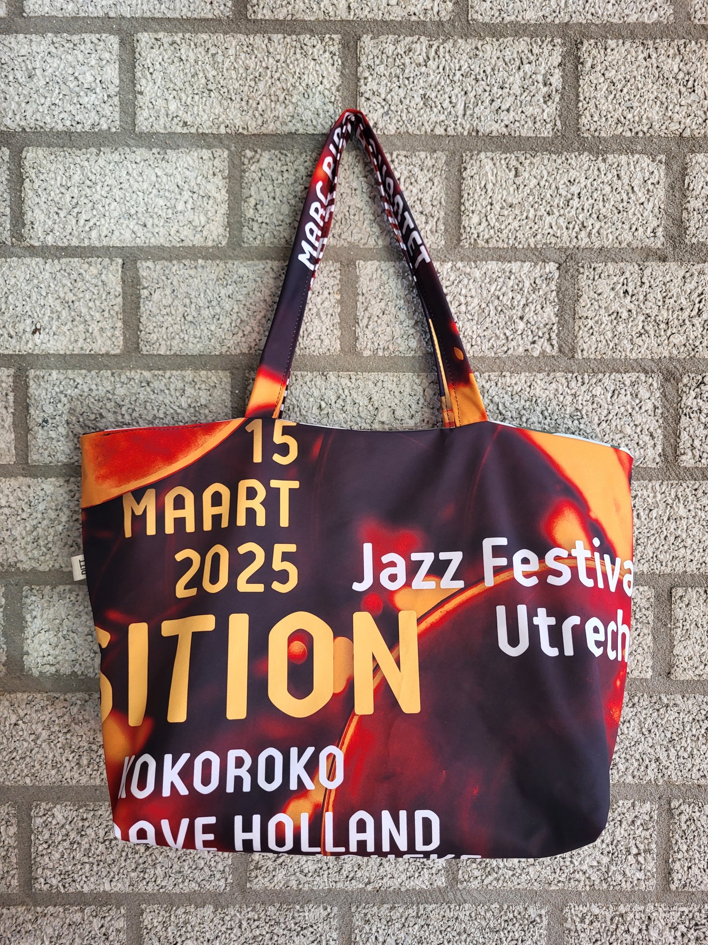 Keerbare muzikale shopper, groot, 100% gerecycled