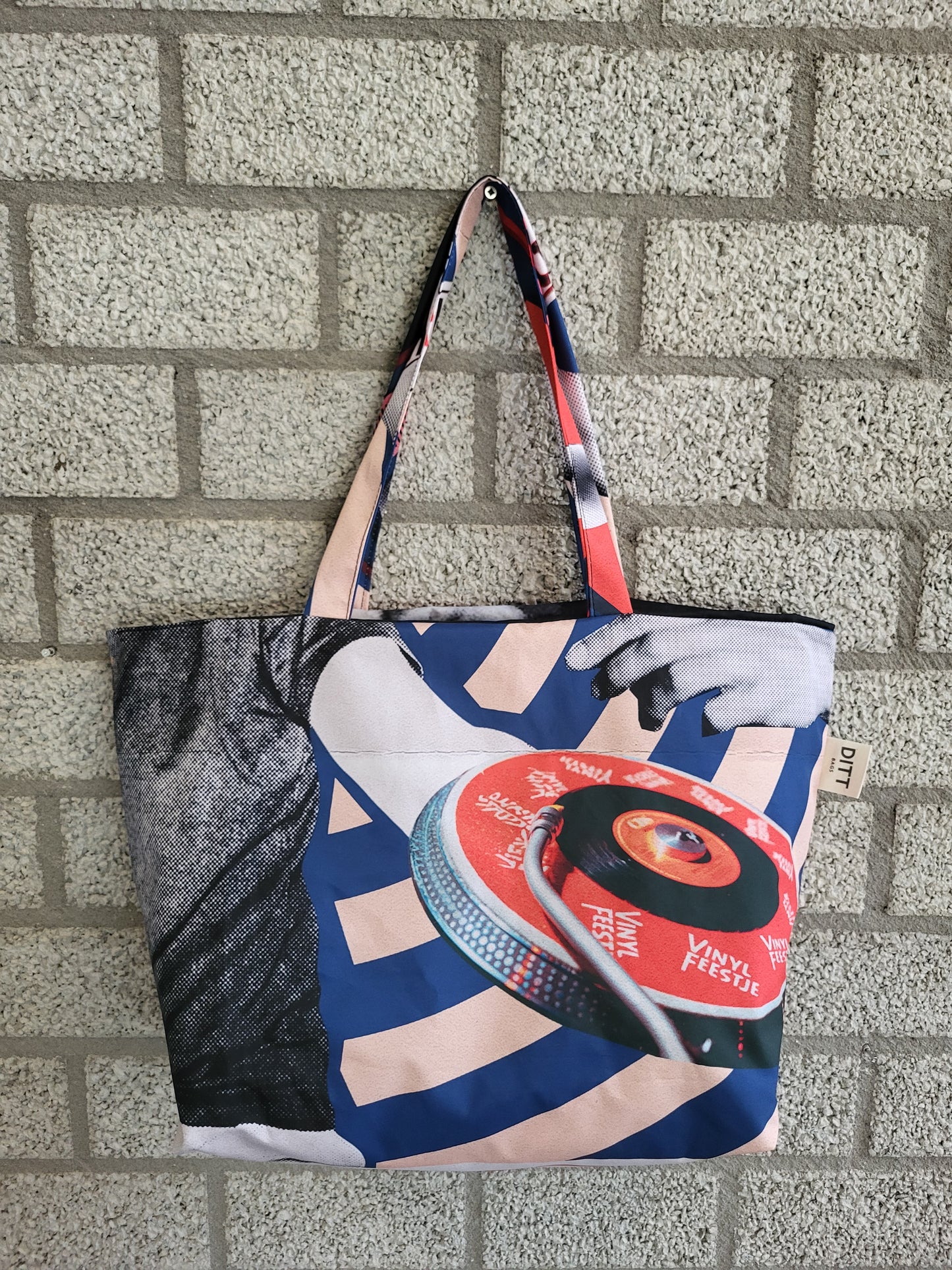 Keerbare Shopper Vinyl Feestje, 100% gerecycled