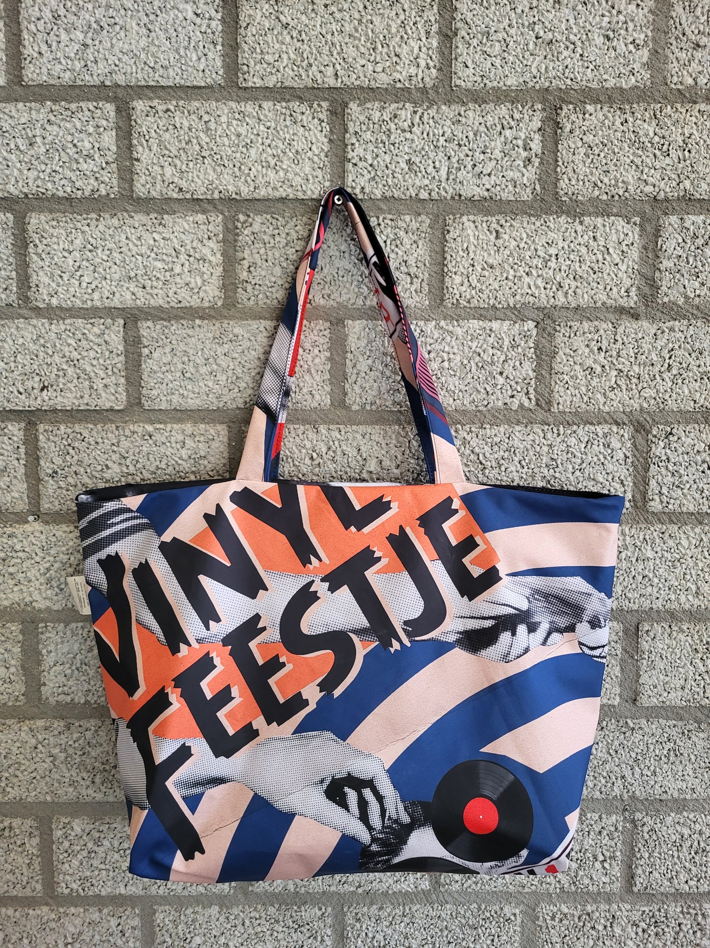 Keerbare Shopper Vinyl Feestje, 100% gerecycled